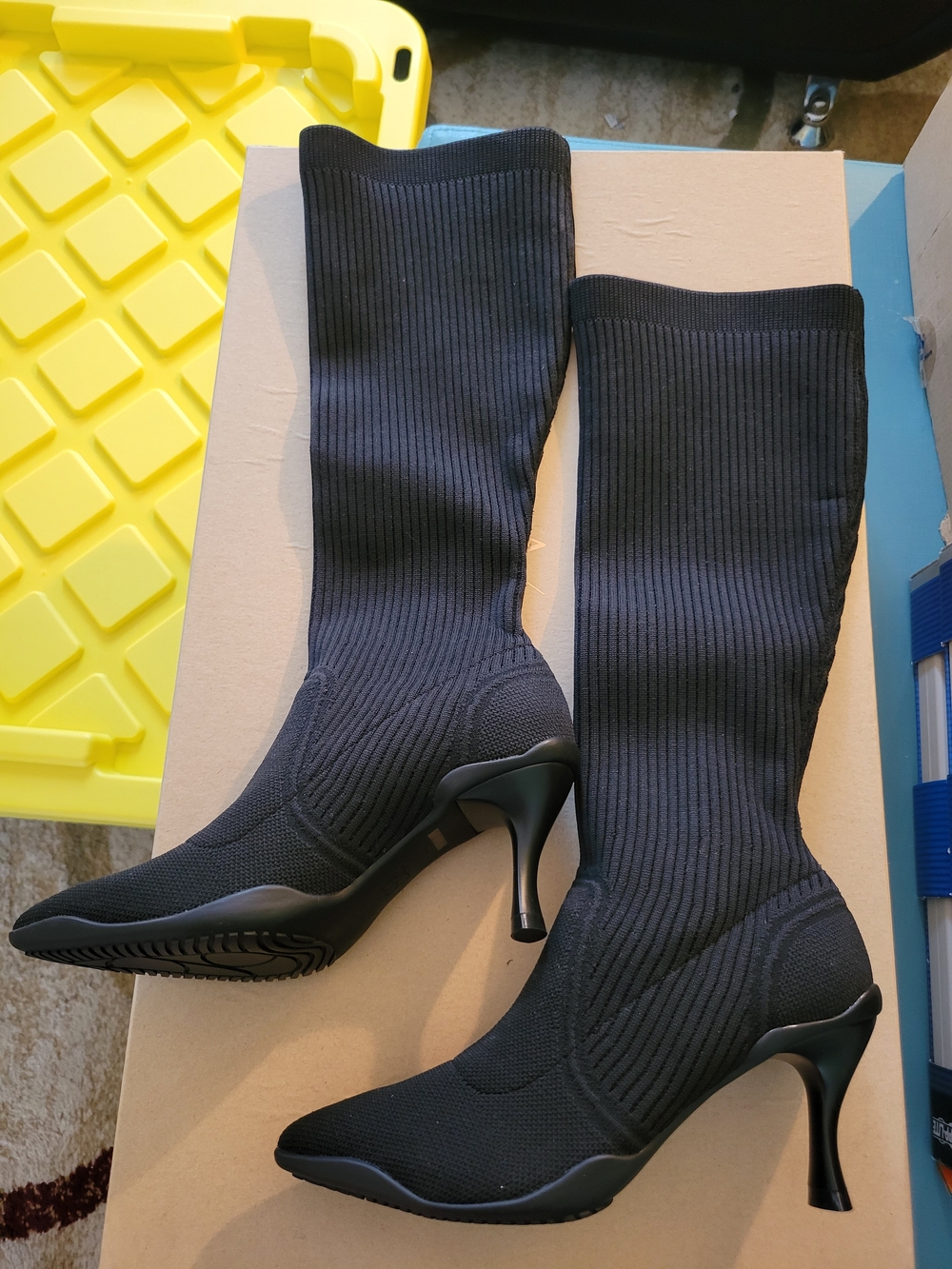 Belle Voyage Lines Pointed Toe Heel Long Boots - Women Size 5